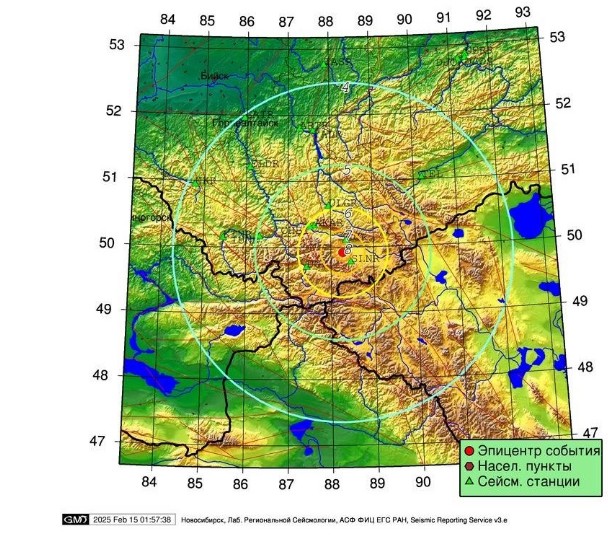 Оперативное сообщение о сейсмическом событии 15.02.2025 от АСФ ФИЦ ЕГС РАН